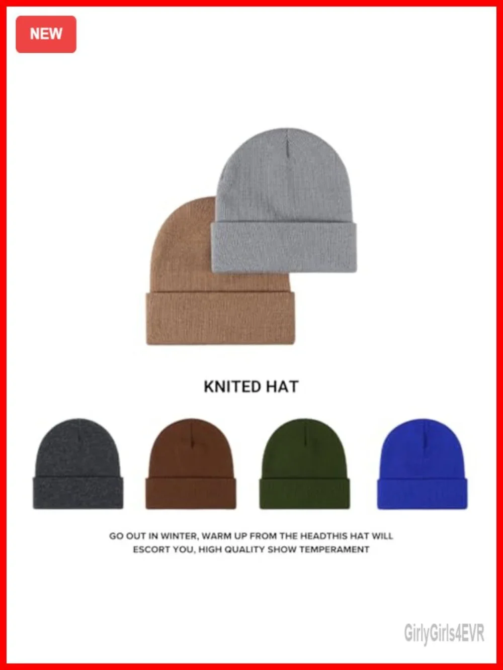 Warm Winter Beanie Windproof Thick Knitted Cuffed Unisex Skull Cap